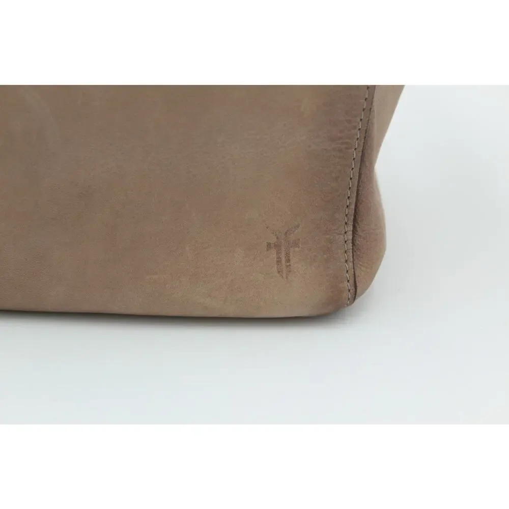 Frye Reed Leather Hobo Shoulder Bag Beige Tan Distressed Boho Western Purse - Picture 3 of 14